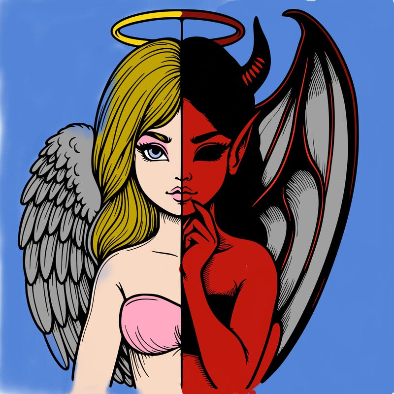 realistic angel half demon