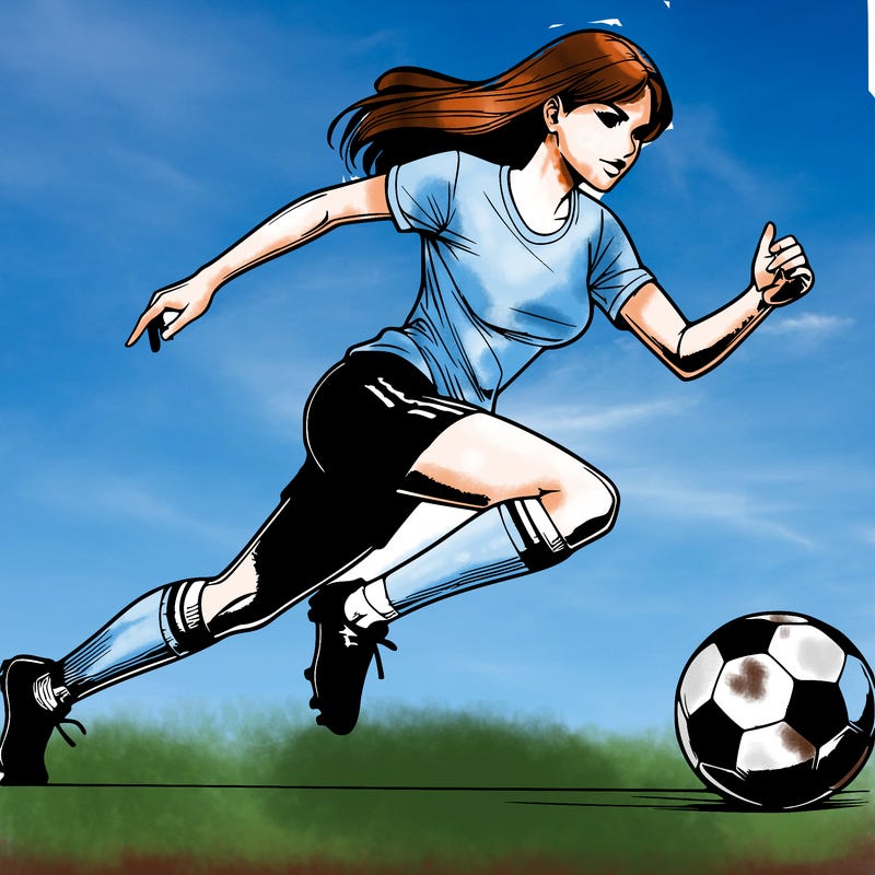 realistic woman playing soccer