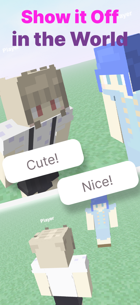 3D Skin Designer for Minecraft - Minecraft characters displaying custom skins and chatting in a shared 3D world