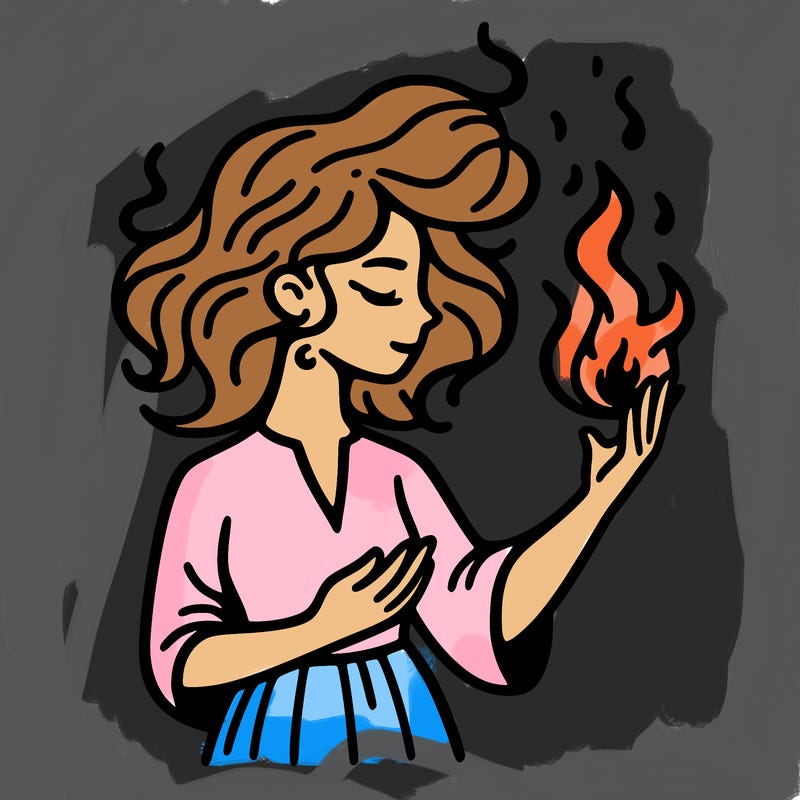 woman with fire