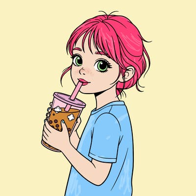 girl drinking boba.