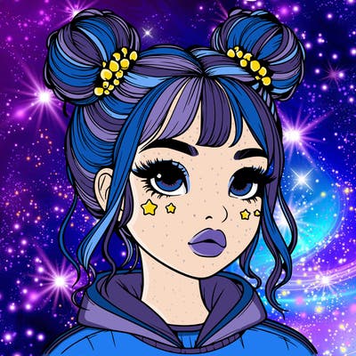 realistic girl with space buns