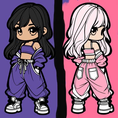 girl in crop top and baggy pants