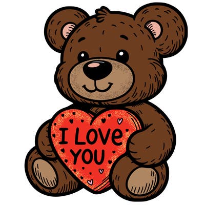 teddy bear holding an i love you heart