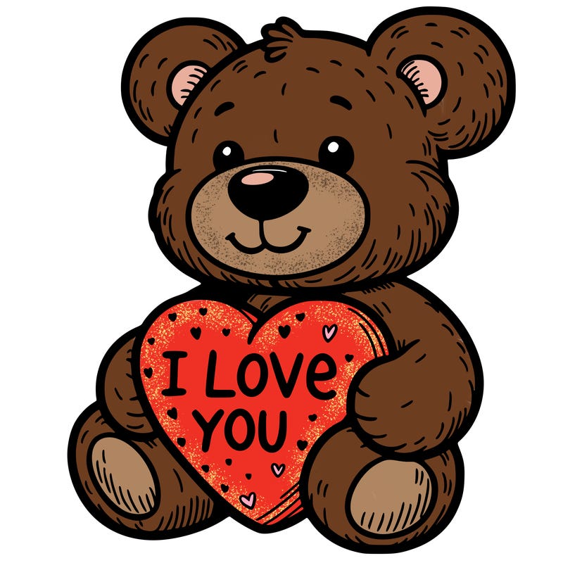 teddy bear holding an i love you heart