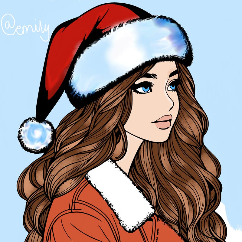 realistic girl in santa hat
