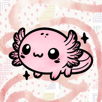 cute easy baby axolotl