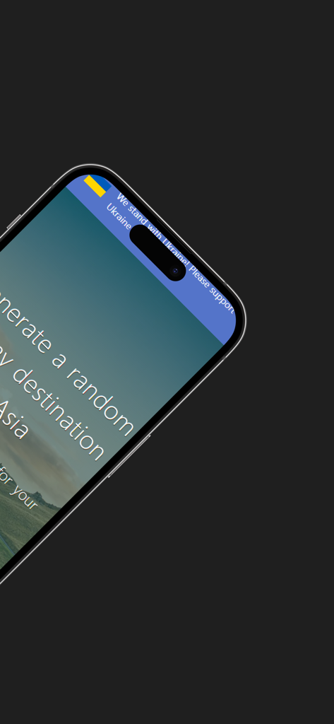 Earth Roulette: Trip Explorer - IPhone-Bildschirm mit der Benutzeroberfläche der Earth Roulette App zur Generierung zufälliger Reiseziele