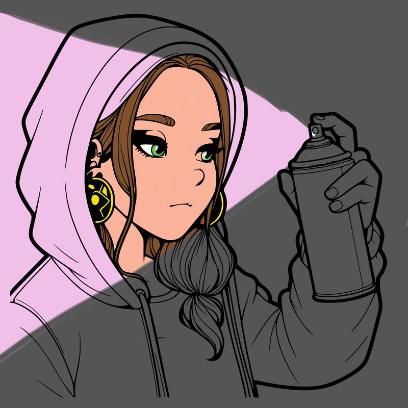 a realistic girl, spray painting