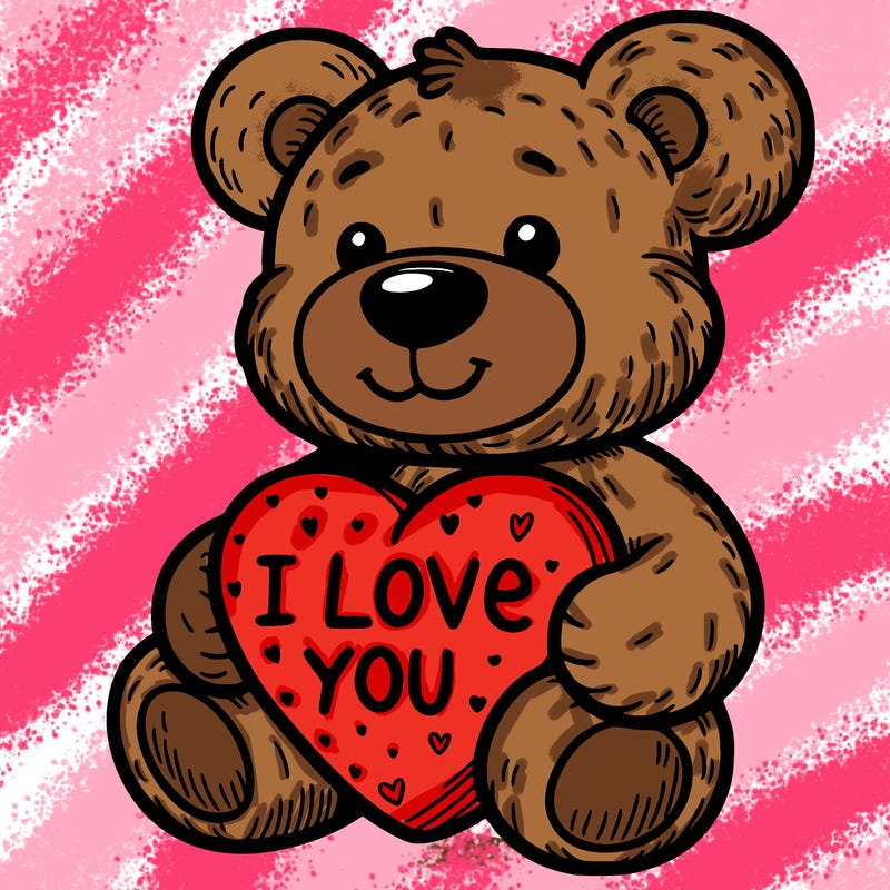 teddy bear holding an i love you heart
