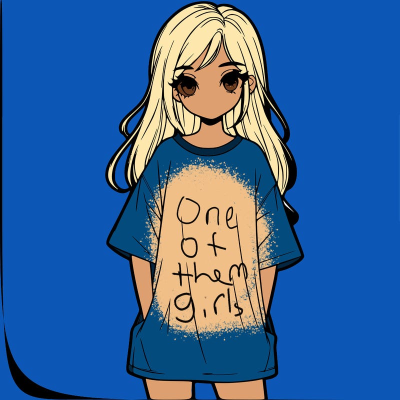 teen girl in long oversized tshirt