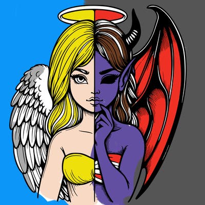 realistic angel half demon