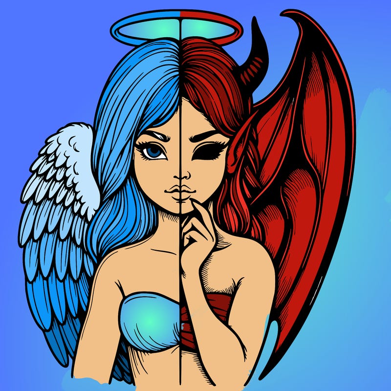 realistic angel half demon