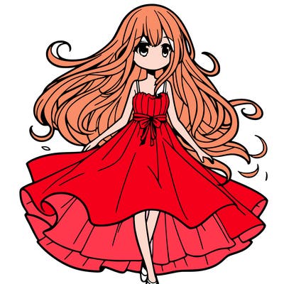 manga girl with a flowing dress