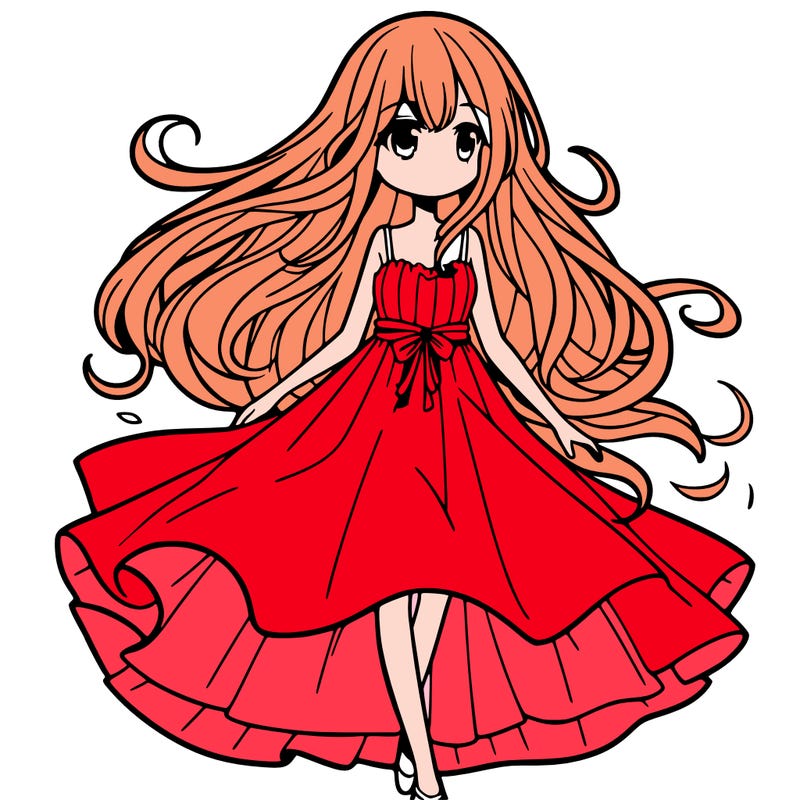 manga girl with a flowing dress