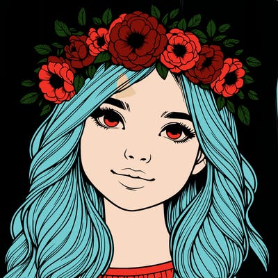 realistic girl with flower crown