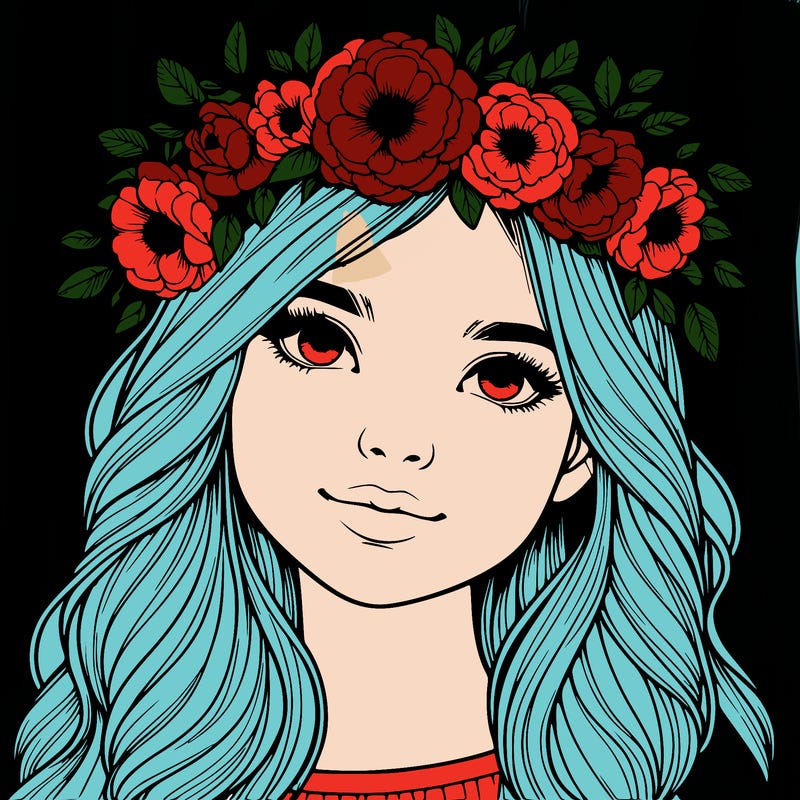 realistic girl with flower crown
