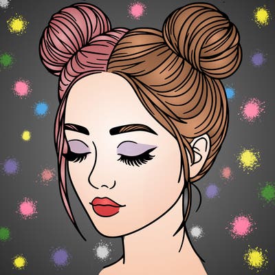 woman with hair buns