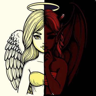 realistic angel half demon