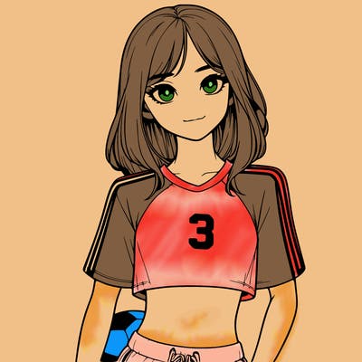 realistic girl wearing soccer jersey