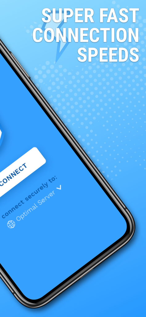 Hotspot Private Wifi - VPN 4U - Smartphone screen displaying super fast connection speeds and a connect button for the Hotspot Private Wifi VPN app