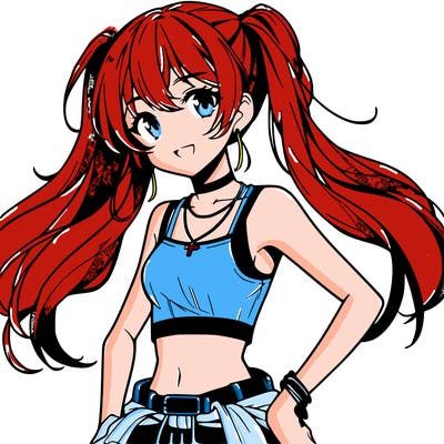 anime girl wearing crop top