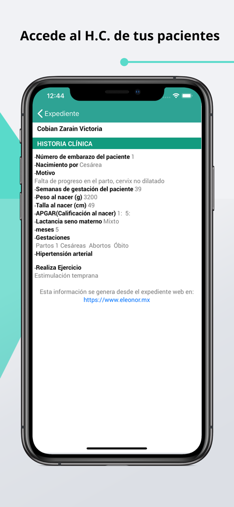 Eleonor - Mobile Ansicht einer klinischen Verlaufsakte eines Patienten in der Gesundheits-App Eleonor