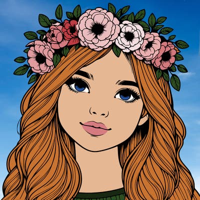 realistic girl with flower crown