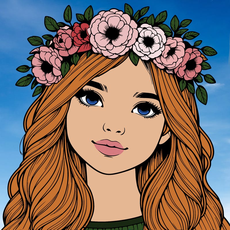 realistic girl with flower crown