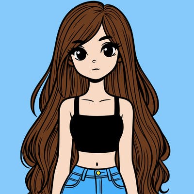 long hair girl with crop top