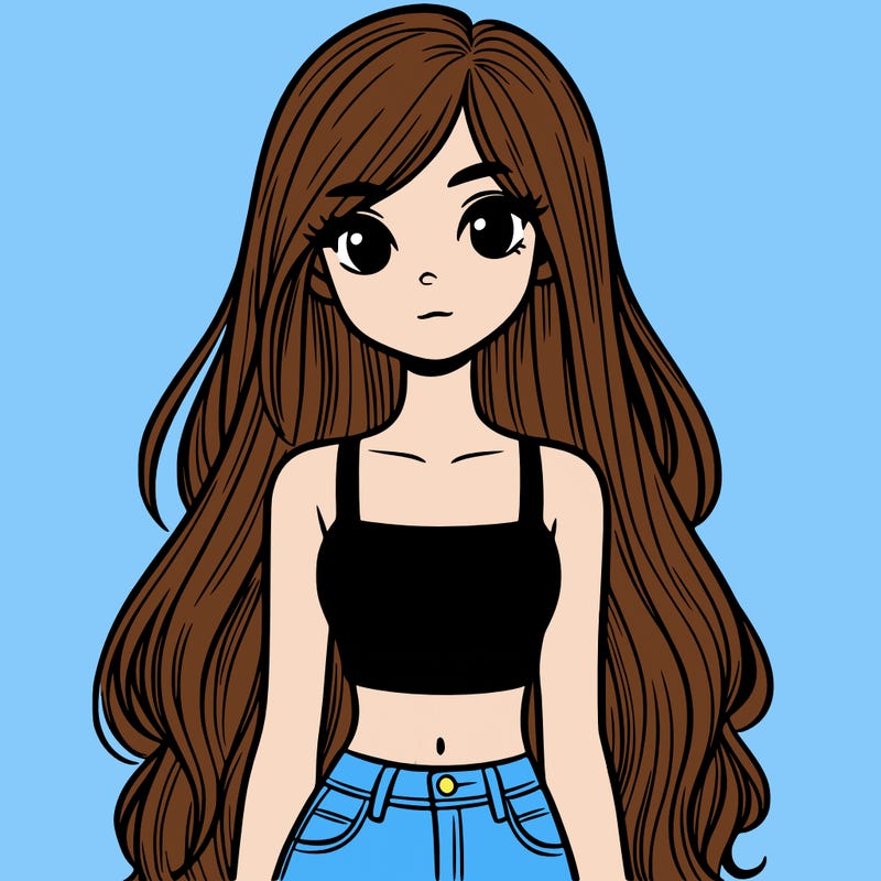 long hair girl with crop top