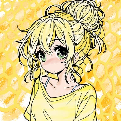 a beautiful anime girl with a messy bun