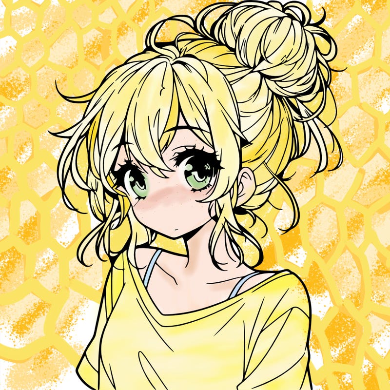 a beautiful anime girl with a messy bun