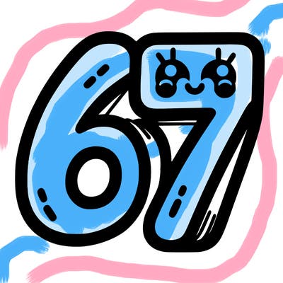 the numbers 67