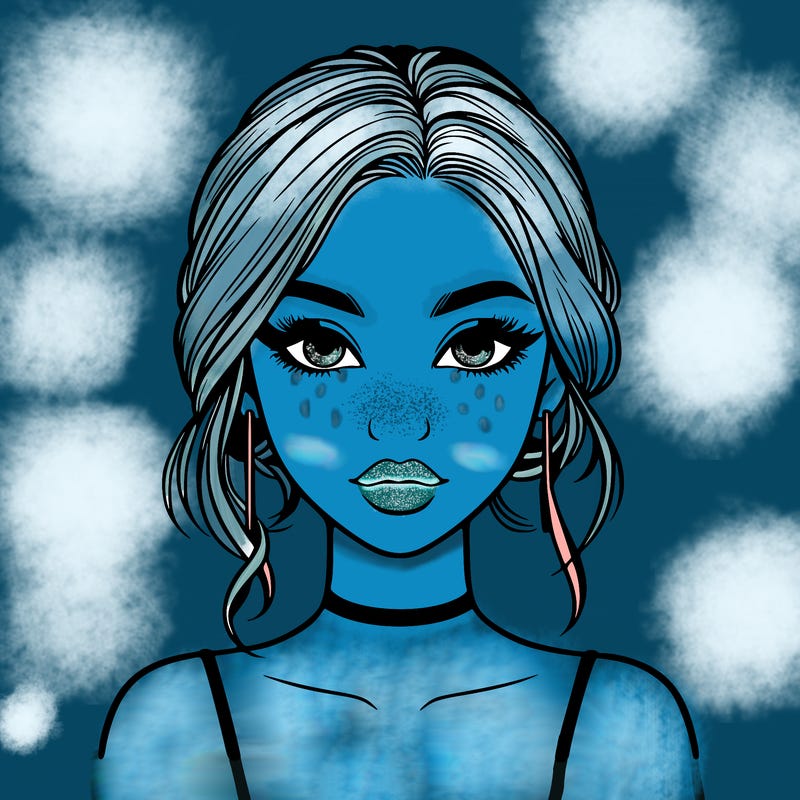 realistic girl with makeup on