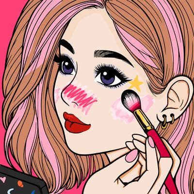 a realistic girl doing her makeup