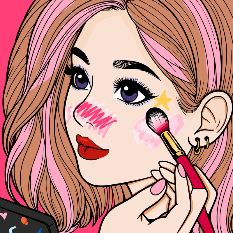 a realistic girl doing her makeup