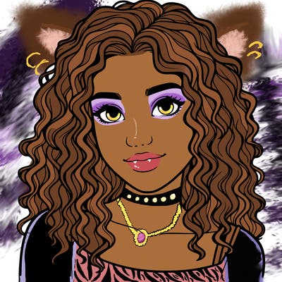 realistic, teenage girl with curly hair