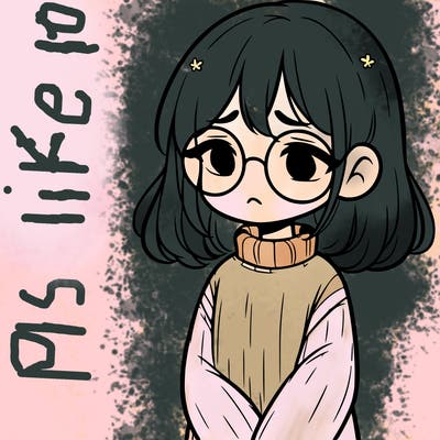 sad girl with glasses in a sweater