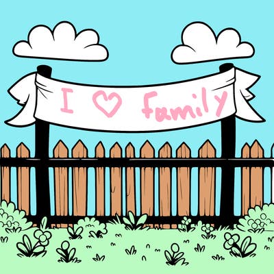 a big banner in open fence