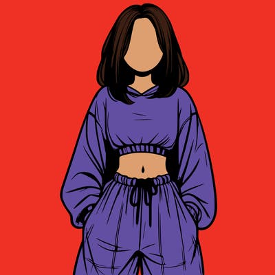 realistic girl faceless with baggy pants and a crop top