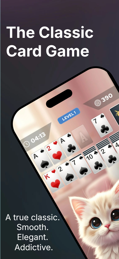 Solitaire Classic – Klondike - Solitaire Classic Klondike card game on mobile with a kitten theme