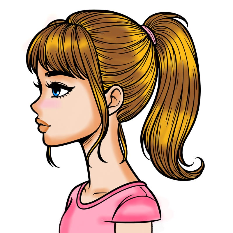 realistic woman with a pony tail hair style