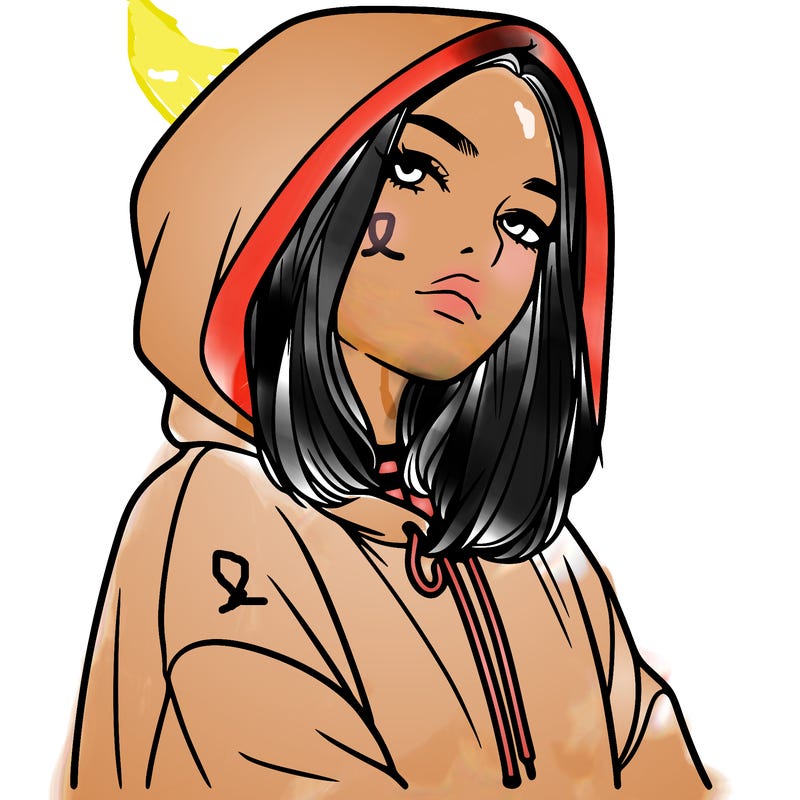a realistic girl in a hoodie