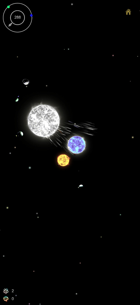 Evolution Planet - 14 Billion - Customizable solar system simulation with glowing celestial bodies in the Evolution Planet app