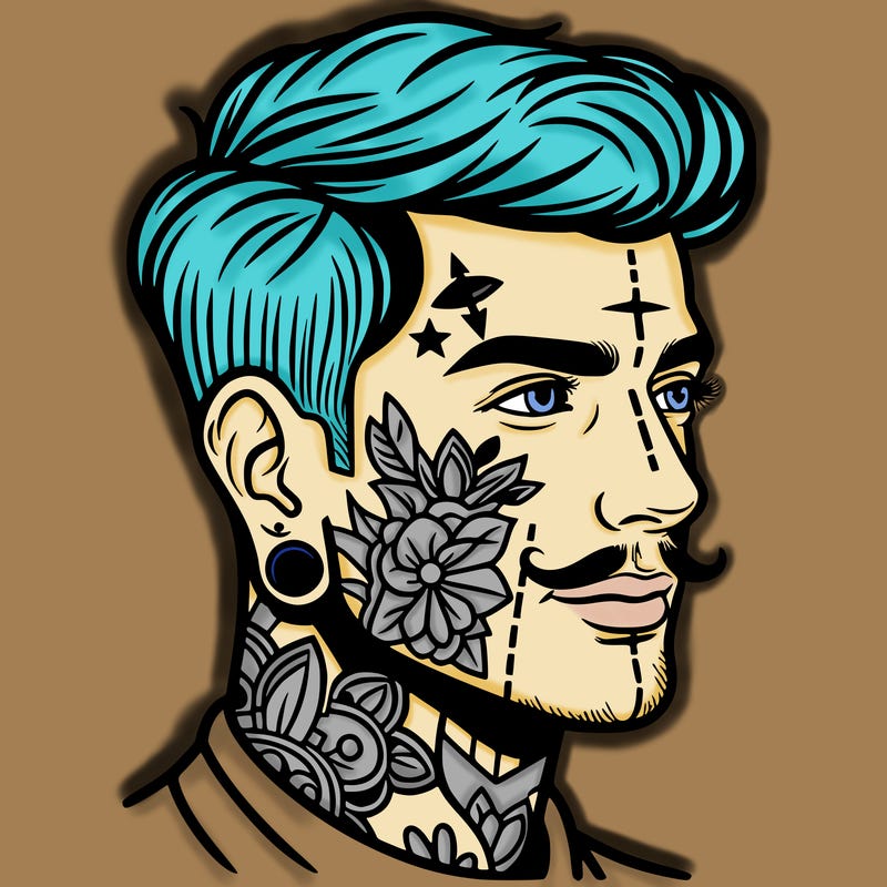 man with face tattoos