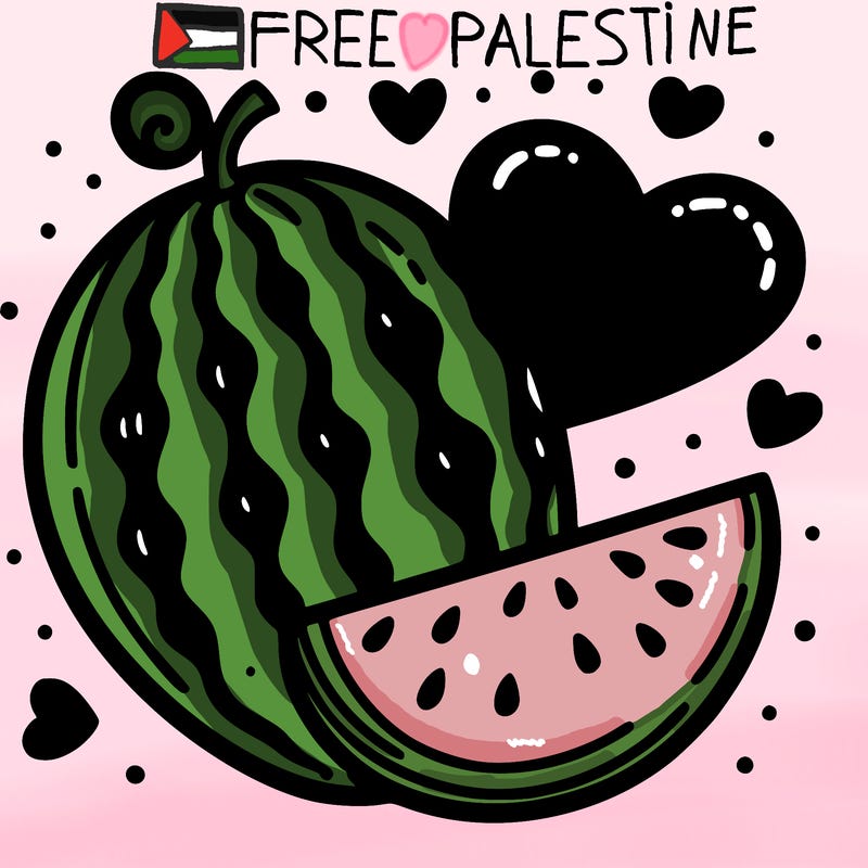 a watermelon with a heart background