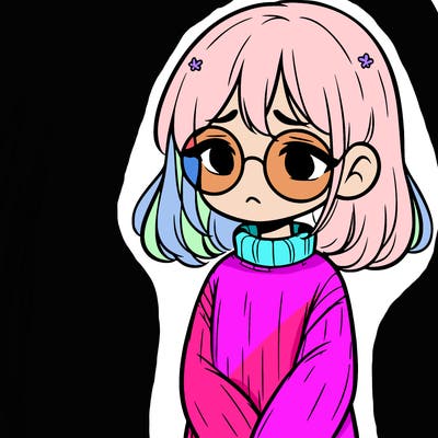sad girl with glasses in a sweater