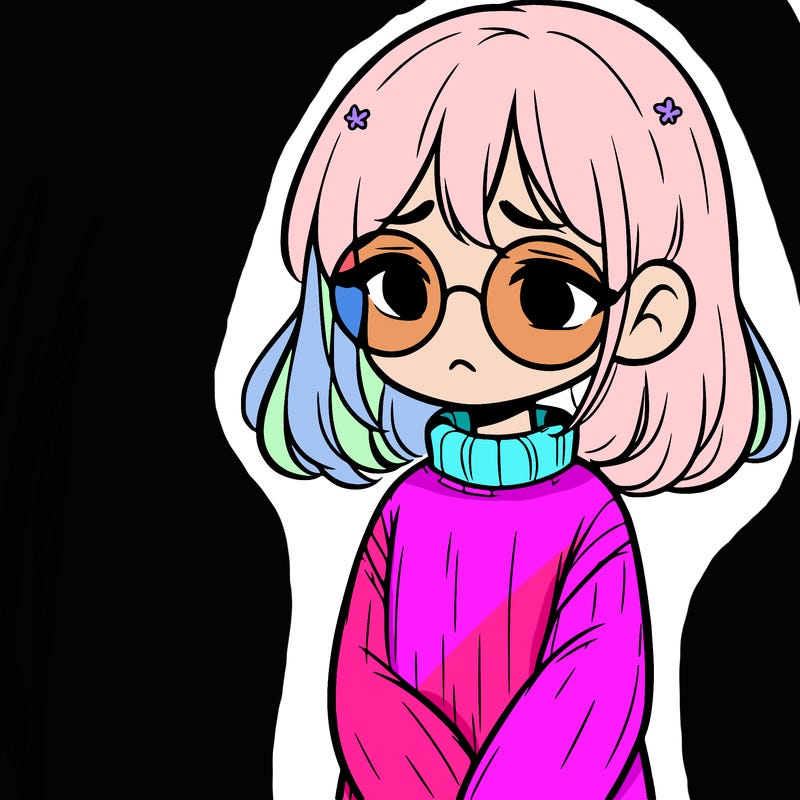 sad girl with glasses in a sweater