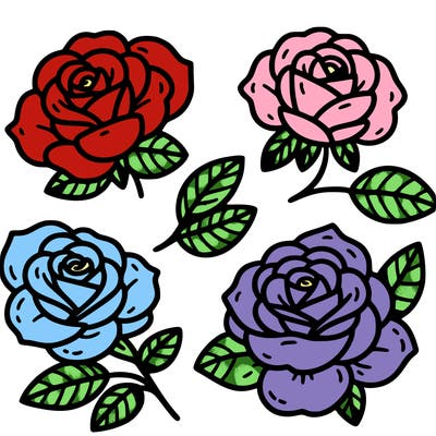 cute four pieces roses